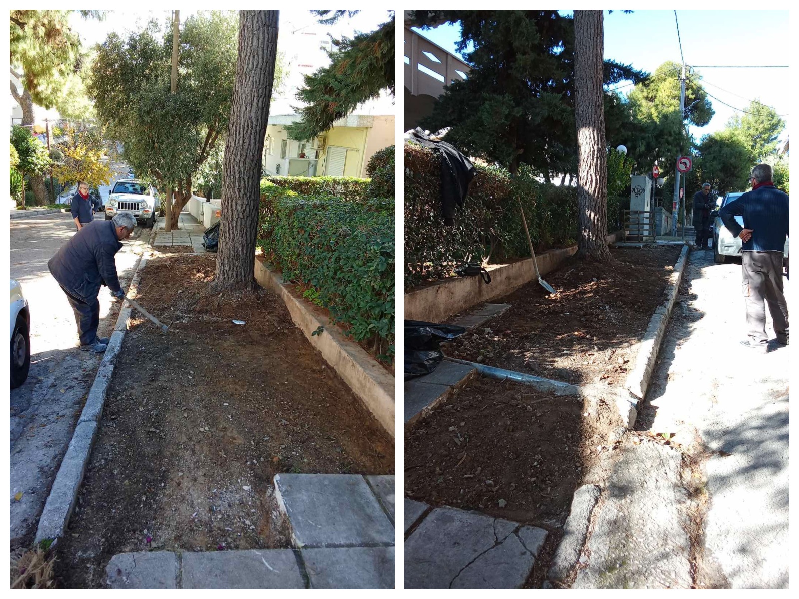 Επισκευή πεζοδρομίου στην οδό Γράμμου στην Κάτω Πεύκη