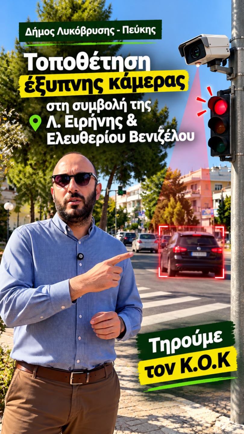 Τοποθετήθηκε η πρώτη έξυπνη κάμερα στη Λεωφόρο Ειρήνης από τον Δήμο Λυκόβρυσης - Πεύκης
