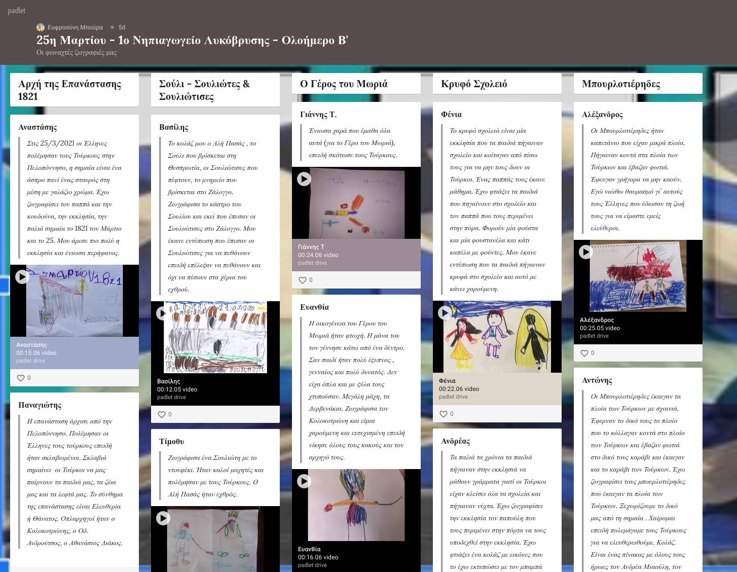 Τιμή στους ήρωες του 1821 από το 1ο και το 3ο Νηπιαγωγείο Λυκόβρυσης